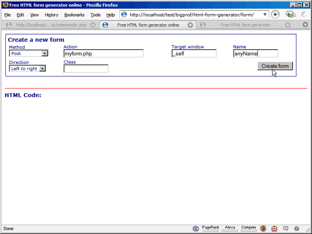 When done, click on 'Create form' button. When done, click on 'Create form' button.