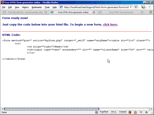 Finally, highlight and copy the code beginning with <form> and ending with </form>. Paste it into the code of your HTML page where you want the form inserted. Finally, highlight and copy the code beginning with <form> and ending with </form>. Paste it into the code of your HTML page where you want the form inserted.